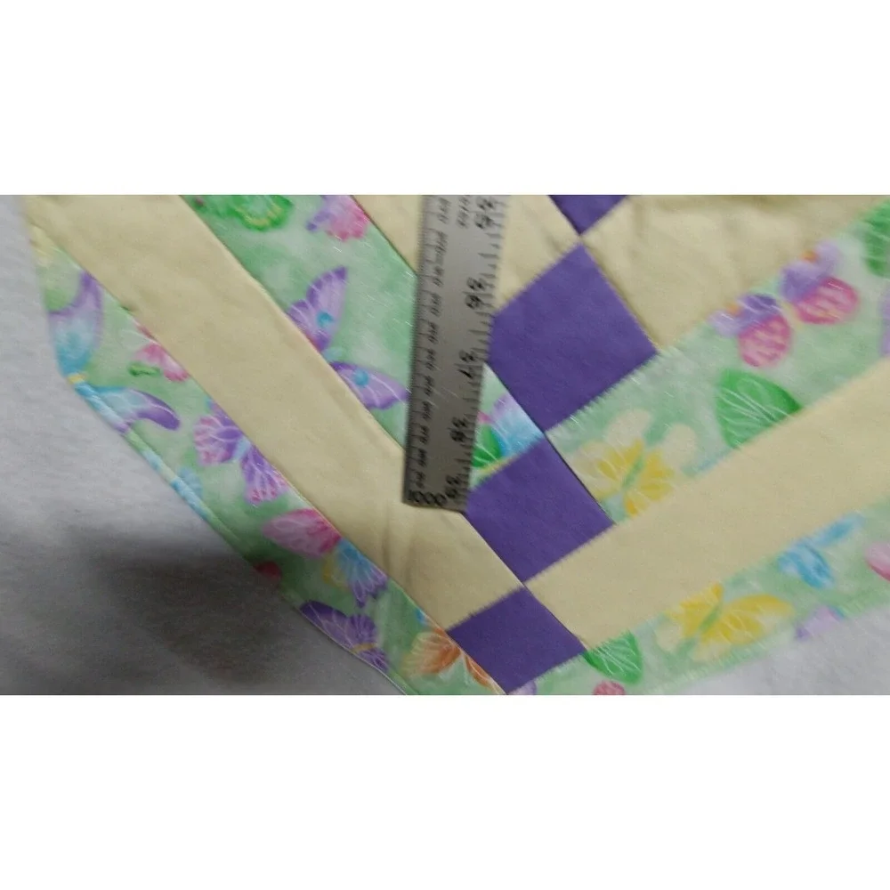 Handmade Quilted Table Runner Butterfly Print Purple Accents‎ Spring Decor
